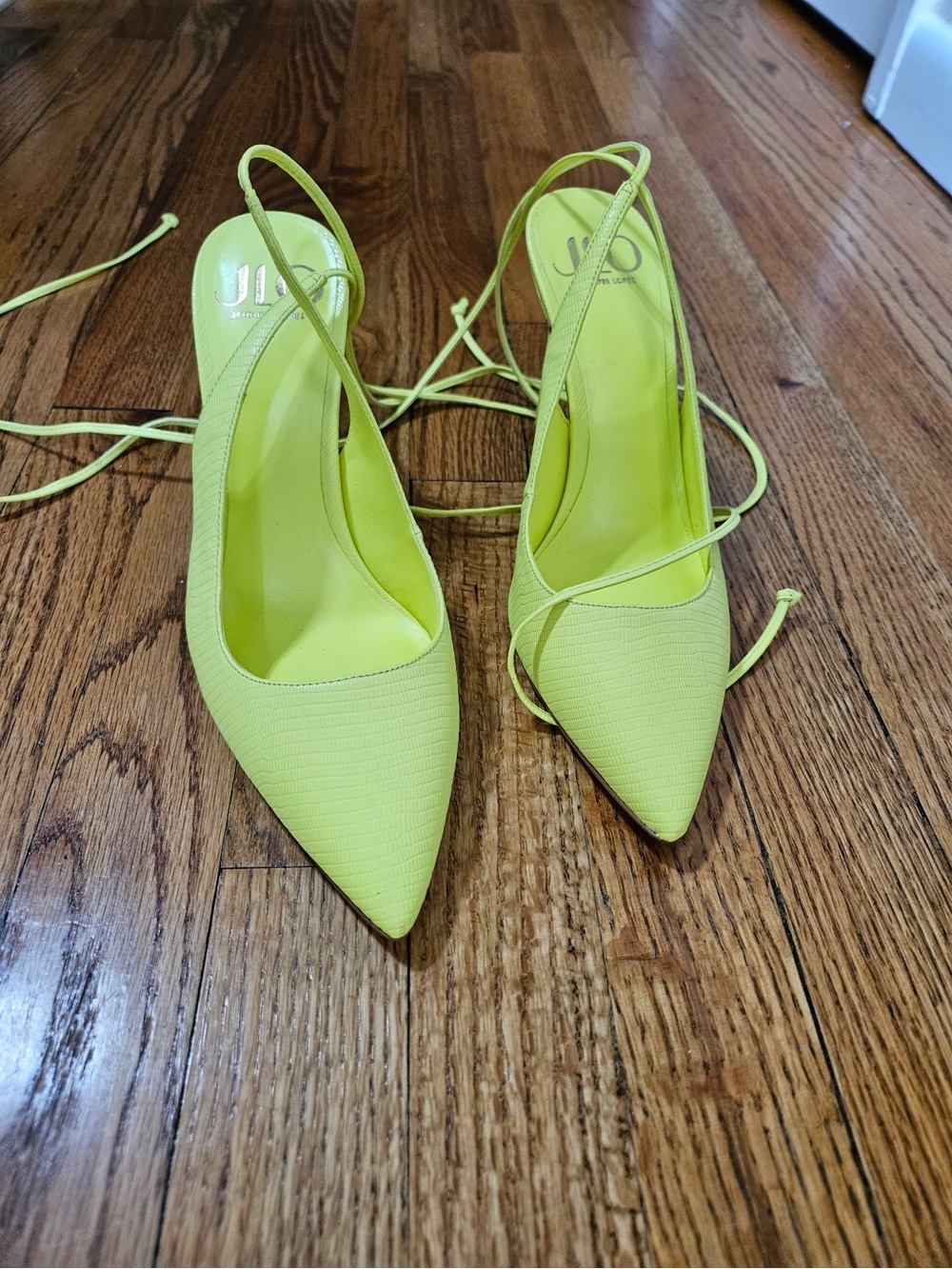 Jennifer Lopez Neon Lime Pointed-Toe Slingback Pumps